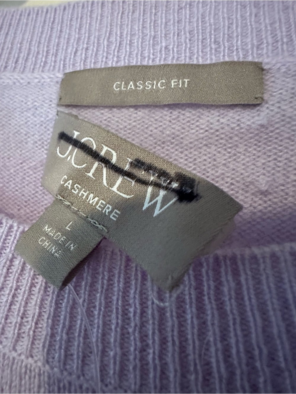 NWT J.Crew Cashmere Classic-Fit Crewneck Sweater Sweet Hyacinth Large *tag loose - Picture 7 of 12